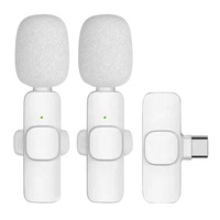 Microphone cravate sans fil K9 rose et blanc, à condensateur, avec suppression du bruit, type-C, pour iPhone 15, enregistrement de podcast et interview