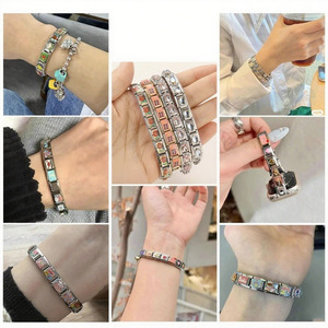 Pulsera con Abalorio <span class=keywords><strong>Italiano</strong></span> del Alfabeto Personalizada, Pulsera de Eslabones de Resina Estampada en Acero Inoxidable, Joyería Modular para Manualidades, con Estampado de - Product Image 4