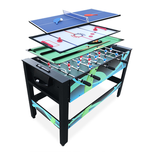 Offre directe d'usine : Table de <span class=keywords><strong>jeu</strong></span> <span class=keywords><strong>multi</strong></span>-usage 4 en 1 Como de 4 pieds avec billard, football, hockey sur air et tennis de table - Product Image 1