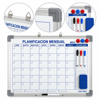 Papan Perencanaan Bulanan Magnetik, Papan Tulis Dinding, Kalender Hapus Kering dengan Bingkai Aluminium dan Aksesoris