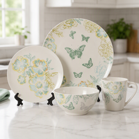 Service de table en porcelaine fine JC, 16 pièces, en porcelaine blanche, vaisselle en céramique pour cadeau de mariage