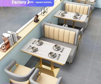 Ensemble table et chaises de café modernes pour usage commercial, avec banquette murale pour mobilier de restaurant