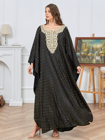 Nueva Túnica Musulmana Europea, Americana y de Oriente Medio, Elegante Vestido Abaya con Encaje y Detalles Bronceados