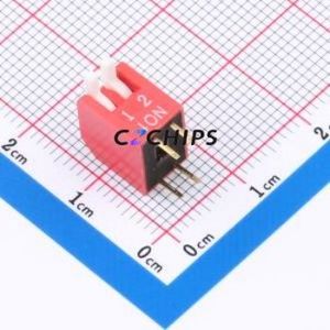 TE-02 DIP Switch Through hole Component (THT) Switch ( Number of Switch Sections: 2 )( Lead Spacing: 2.54mm ) - Product Image 1