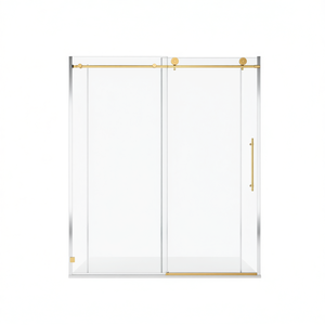 Puerta Corredera de Ducha sin Marco, Vidrio de 8 mm, Acero Inoxidable 304, Diseño Minimalista Rectangular, Función de Cierre Suave Ajustable - Product Image 1