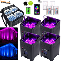 Lot de 4 projecteurs LED sans fil sur batterie pour mariage, 6x18W, Smartbat, pour DJ et éclairage de scène