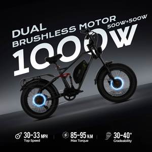 Bicicleta Eléctrica Eahora Terra 2 de 48V 1000W con Motor Dual, Neumáticos Anchos, Batería de Largo Alcance de 48V 20Ah, Cuadro de Acero, Mejor Precio - Product Image 2