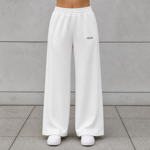 Pantalon large en polyester pour femme à taille élastique, coupe droite décontractée, bas décontracté pour la détente, personnalisable OEM ODM, vente en gros - Product Image 2