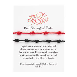 Moda Rojo Negro cuerda <span class=keywords><strong>7</strong></span> nudo <span class=keywords><strong>pulsera</strong></span> suerte amistad tejido cuerda ajustable cordón anudado <span class=keywords><strong>pulsera</strong></span> con tarjeta de regalo de papel - Product Image 6