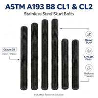 DIN975 CL1 CL2 Stainless Steel Zinc/Black Finish Fully Threaded Stud Bolt High Tensile Industrial Fastener