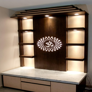 Hermoso y Elegante Templo de Madera de Teca para Pooja, Moderno, Personalizado en Color, Decoración para el Hogar, Tamaño y Diseño Personalizados, EE. UU. - Product Image 1