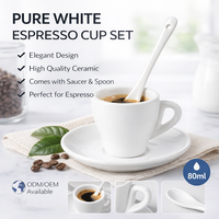 Ensemble de tasses à café en céramique Espresso Barista 80 ml Cappuccino 220 ml avec assiette et cuillère