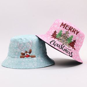 Festive Christmas Bucket <b>Hat</b> Santa Claus Snowman Printed Fisherman <b>Hat</b> Unisex Breathable Windproof Reversible Sun <b>Hat</b> Four - Product Image 1