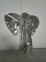 Statue d'éléphant disco en mosaïque grandeur nature, design d'intérieur personnalisé, grande taille, miroir mural, art mural d'éléphant