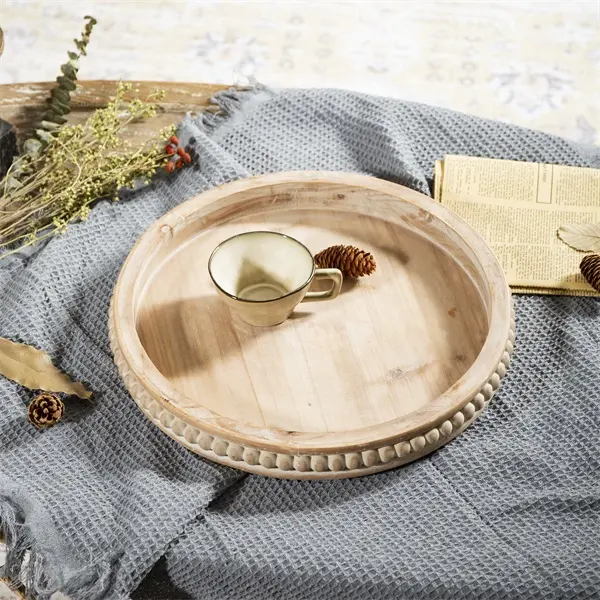Wholesale Wood Serving Tray Plate Rustic Dessert Tray Coffee Tea Plate Wood Dinner Dish Plate Food Round Serving Trays