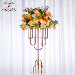 Support à fleurs haut en métal doré ANNIELU Art Déco, <span class=keywords><strong>colonne</strong></span> pour centre de table de mariage, support de vase, décoration pour grands événements et fêtes - Product Image 1
