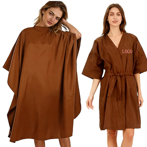 Robe de Salon Kimono Gris et Noir <span class=keywords><strong>Anti</strong></span>-Taches Chimiques pour Clients, Peignoir de Barbier Personnalisable avec Logo pour Studio de Beauté – Vente en Gros - Product Image 6