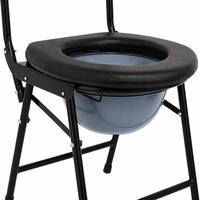 Chaise de toilette rembourrée avec siège en cuir capitonné, chaise de toilette pliable à dossier rond pour personnes âgées et handicapées
