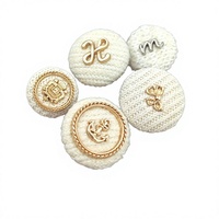 Kancing Rajut Krim Vintage Mewah dengan Trim Logam Emas Bulat untuk Dijahit pada Mantel Wanita, Cardigan, Sweater, Mantel Wol