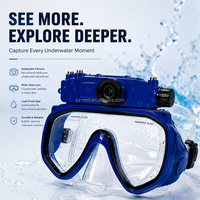 Masque de plongée étanche anti-buée en silicone et ABS avec support pour caméra, verre trempé 4,0 mm, pour sports sous-marins et exploration océanique