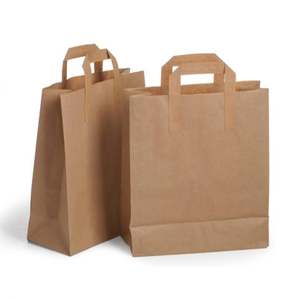 Sac en papier kraft personnalisé ECO, imprimé, à poignée plate, pour emporter, restauration rapide, emballage, sac de transport pour restaurant - Product Image 3