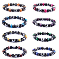 Bracelet de Protection Triple en pierre de lave, nouveau, bijou en cristal, perles d'oeil de tigre, diffuseur d'huile essentielle, de Yoga en cristal de guérison