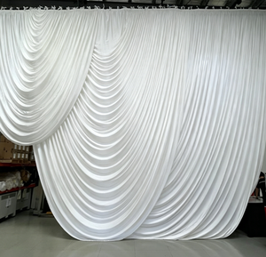 2M Guirlandes baroques préfabriquées blanches avec poche pour tringle, en Spandex, à volants, rideaux drapés extensibles pour plafond - Product Image 5