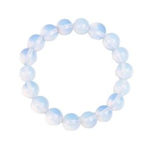 ลูกปัดหินธรรมชาติคุณภาพสูง สร้อยข้อมือโบฮีเมียนทรงกลม สำหรับงานครบรอบทางพุทธศาสนา ขนาด 4/6/8/10/12 มม. โอปอลไลท์ - Product Image 1