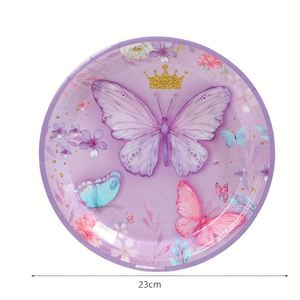 Juego de Vajilla de Mariposas para Fiesta de Cumpleaños al por Mayor, Kit de Artículos para Fiesta de Mariposas que Incluye Platos, Servilletas y Vasos - Product Image 4