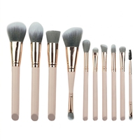 JLY OEM Nouveau Set de Pinceaux de Maquillage Professionnels pour le Visage, Manches Mat Nude et Poils Gris, 12 Pièces, Haute Qualité