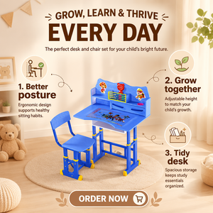 Bureau d'écriture pour <span class=keywords><strong>enfants</strong></span> à motif de dessin animé, bureau à domicile pour les élèves du primaire, ensemble de table et de chaise d'étude, vente chaude - Product Image 4