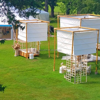 Tente de lanterne en bambou pyramide de mariage carrée pour 8 personnes en plein air grande tente de toile de glamping de fête pour le camping tente de lanterne conique