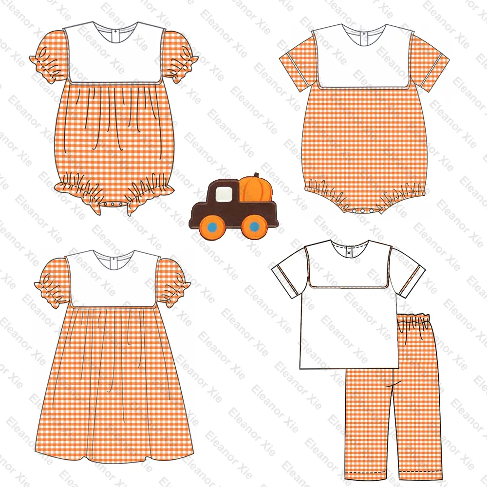 2023 pumpkin fall brothers matching toddler baby bubble pagliaccetti boy clothing sets outfit cotton Halloween girls dress