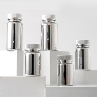 Flacon en plastique électroplaqué PET de 100 ml, conteneur pour comprimés et capsules, flacon à pilules, pot à vitamines avec bouchon à vis