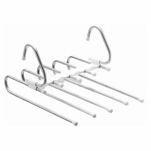 Percha Mágica Multifuncional de 5 Capas para Pantalones, Ecológica, de PP+Acero Inoxidable, Blanca/Negra, 33.5x22cm, para Armario, Venta al Por Mayor - Product Image 1