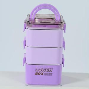 Venta Directa de Fábrica, <span class=keywords><strong>Caja</strong></span> de Almacenamiento de Alimentos Portátil de Alta Capacidad, Roja, Amarilla y Morada, de 2.4L, de Plástico, de un Solo Nivel, con 3 Compartimentos, de Grado Alimenticio - Product Image 3