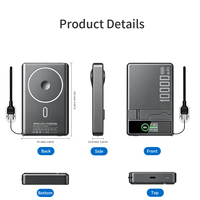 Batterie externe portable magnétique 3-en-1 pour voyage en extérieur, haute capacité 5000/10000mAh, 22.5W PD Type-C, sans fil, avec support pliable