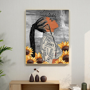 <span class=keywords><strong>Peinture</strong></span> sur toile inspirante <span class=keywords><strong>abstraite</strong></span> de femme africaine noire, vous êtes belle, affiches colorées pour la décoration de la maison - Product Image 3