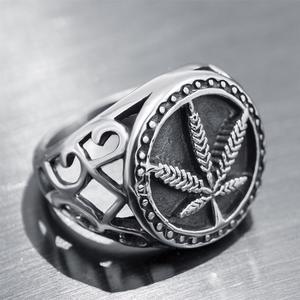 Anillo de moda para hombre con forma geométrica de hoja de arce, estilo punk, joyería de regalo CY715 - Product Image 3