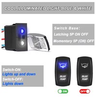 Interrupteur à bascule laser 12V 20A pour voiture, avec barre lumineuse LED bleue pour RV, bateau, camion, marine, voiturette de golf