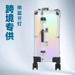 Estuche de maquillaje iridiscente de 20 pulgadas con ruedas giratorias, caja de almacenamiento de cosméticos holográfica con cerradura y espejo para uso doméstico - Product Image 3