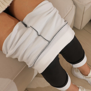 Leggings thermiques pour femmes grande taille, personnalisés, chauds, taille haute, noir et gris, respirants, épais - Product Image 4