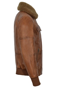 Custom 100% Genuine Rust Tan Nappa Leather <b>Men</b>’s <b>Jacket</b> Rugged Finish YKK Hardware Private Label OEM Utility Street Style - Product Image 3