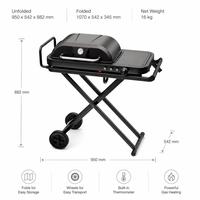 Barbecue portable au gaz butane, double grille pliante en alliage d'aluminium, plaque antiadhésive, thermomètre intégré, pour camping en plein air, 6-8 personnes