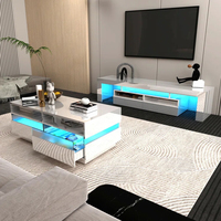 Haute Brillant Noir Nouveau Design Tv Stands avec Table Basse Led Tv Stand et Table Basse Ensemble