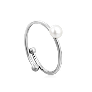 แหวนมุกน้ำจืด ชุบทอง 18K สแตนเลสสตีล ดีไซน์เรขาคณิตเรียบง่าย ใส่ได้ทุกวันสำหรับทุกเพศ - Product Image 5