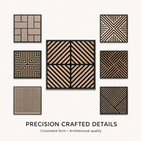 Panneau mural acoustique en bois à lattes géométriques modernes, absorbant le son, décoratif, en MDF PET 600x600mm pour hôtel, bureau, intérieur de maison