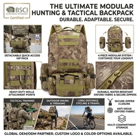 Sac à dos tactique de chasse en plein air personnalisé Oxford Camouflage 55L avec cadre interne, fermeture éclair, imperméable et système Molle