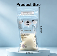 Pochette de conservation de lait maternel autoportante, sans BPA, stérile, avec indicateur de température, double fermeture éclair, imprimé mignon, 250 ml, direct usine