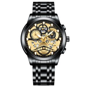 Nouvelle montre pour homme à cadran ajouré, acceptant le logo personnalisé, mouvement à quartz, étanche, bracelet en acier lumineux, montre mécanique - Product Image 4